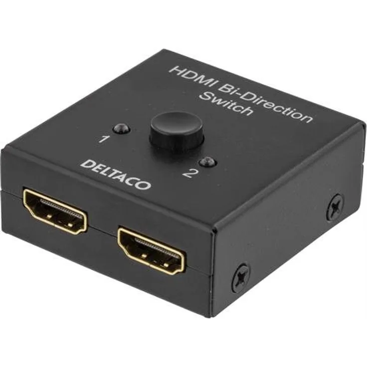 DELTACO HDMI-7017 Prime Doppelter HDMI-Schalter, 1-2 oder 2-1, manuell schwarz