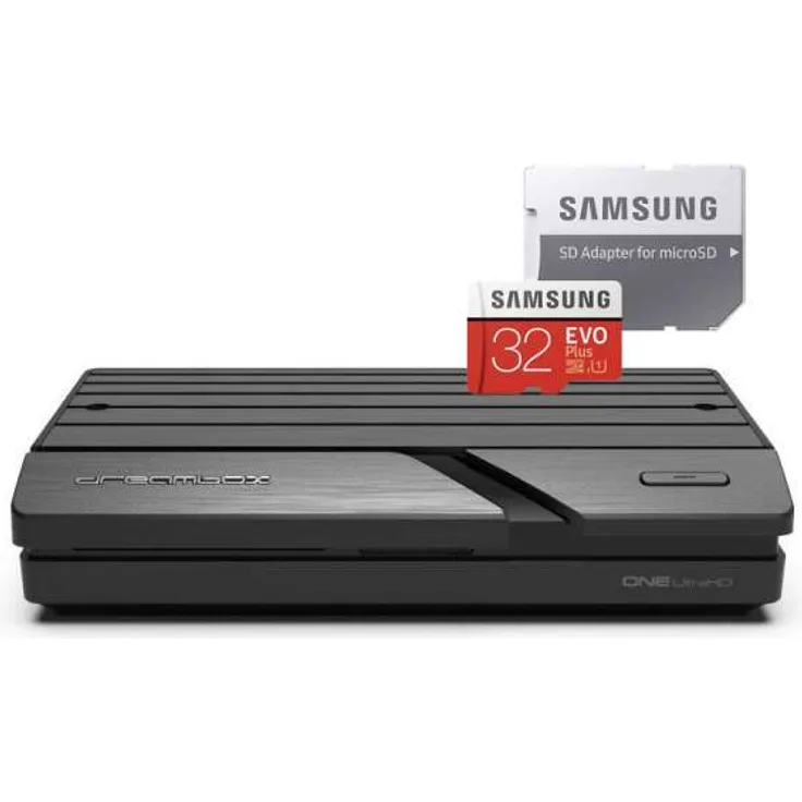 Dreambox One 4K UHD H.265 E2 Linux Wifi 2xDVB-S2X MIS Sat Receiver + 32GB SD Karte