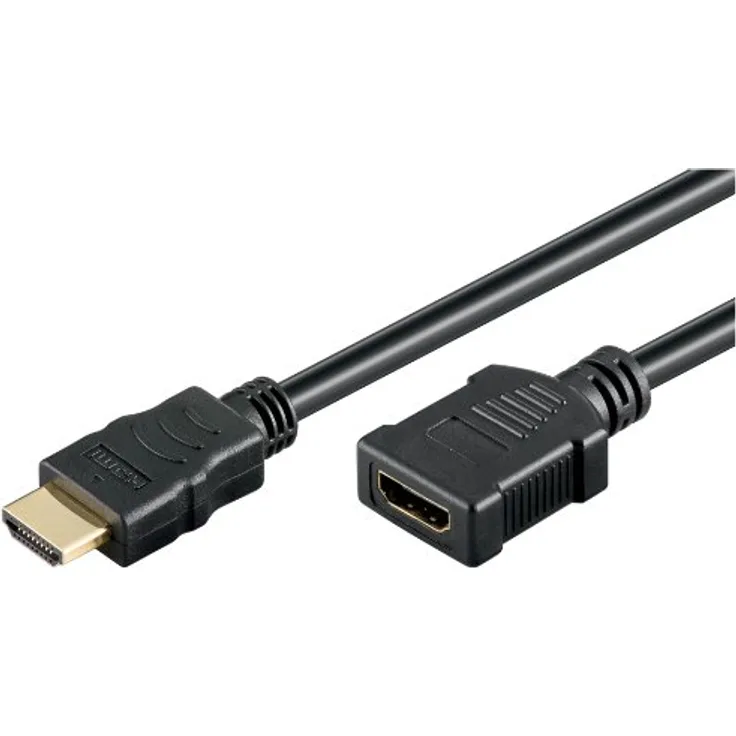 Goobay 31935 High Speed HDMI Verlängerungskabel mit Ethernet, HDMI-Stecker (Typ A) > HDMI-Buchse (Typ A), vergoldet, 1m