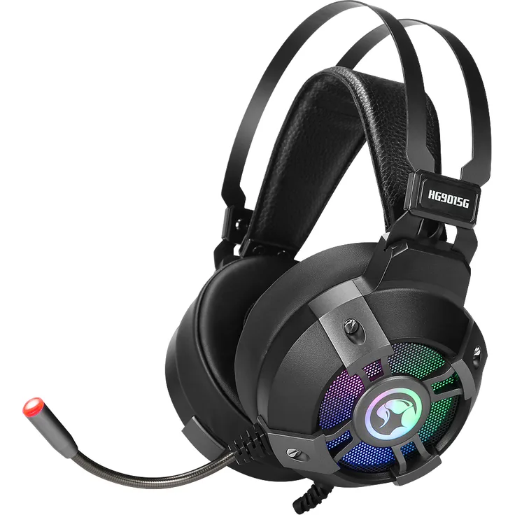 Marvo HG9015G Gaming Headset 7.1 Virtual Surround 50mm Treibern, USB 2.0, omnidirektionales Micro, doppelter Metallbügel, RGB Beleuchtug, PC, Laptop