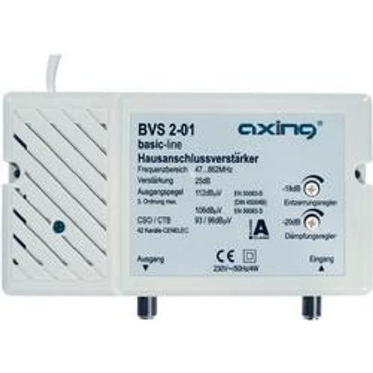Axing BVS 2-01 Hausanschlussverstärker 25 dB für Kabelfernsehen digital (47-862 MHz) – Bild 1