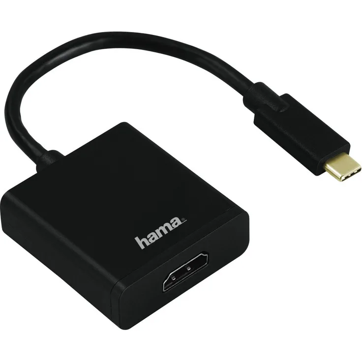 Hama USB-C Adapter auf HDMI (Anschluss von Geräten mit USB 3.1 Type-C und Thunderbolt 3 an HDMI Monitore-TV-Beamer, Ultra HD, 4k, vergoldeter Stecker) schwarz
