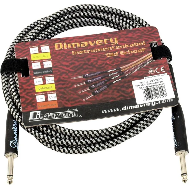 DIMAVERY Instrumenten-Kabel, 3m, sw/sil