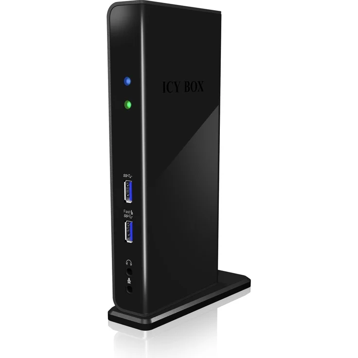 ICY BOX Notebook DockingStation mit USB 3.0 für 2 Monitore, HDMI, DVI, USB Hub, LAN, Schwarz – Bild 1