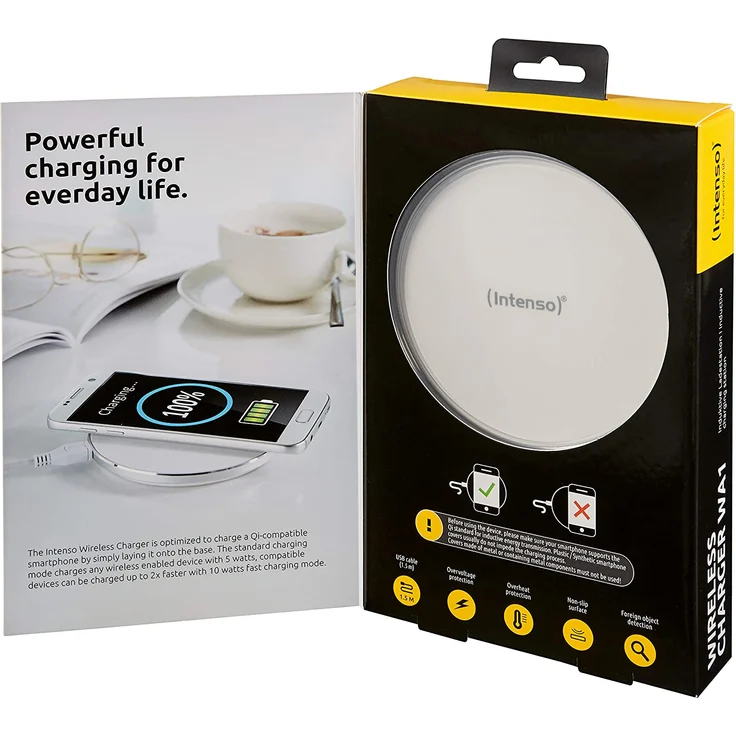 Intenso WA1 Wireless Charger Ladegerät Induktive Ladestation, Qi Ladestation, 10 W, weiß (mit Schnellladeadapter) – Bild 10