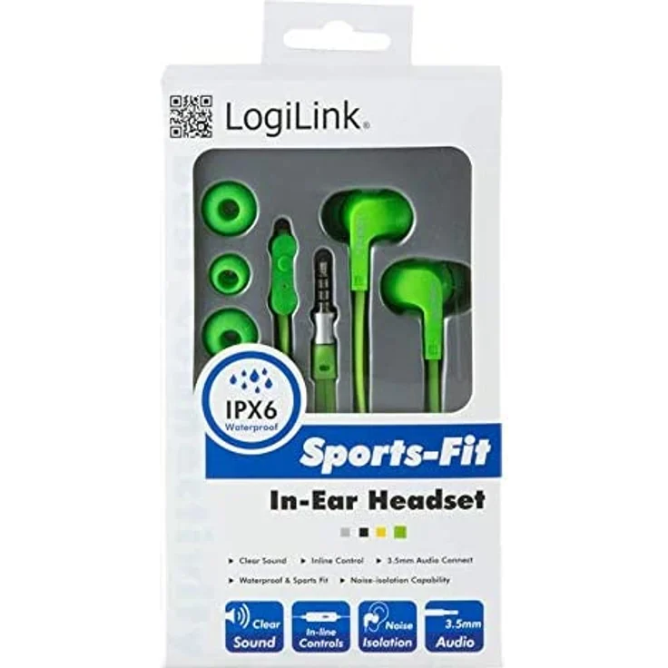 LogiLink HS0044 In-Ear Kopfhörer, mit Mikrofon, grün – Bild 2