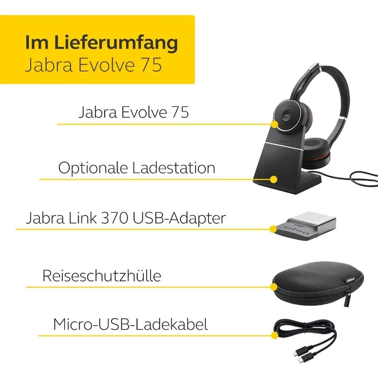 Jabra Evolve 75 MS Wireless Stereo On-Ear Headset, schwarz – Bild 10