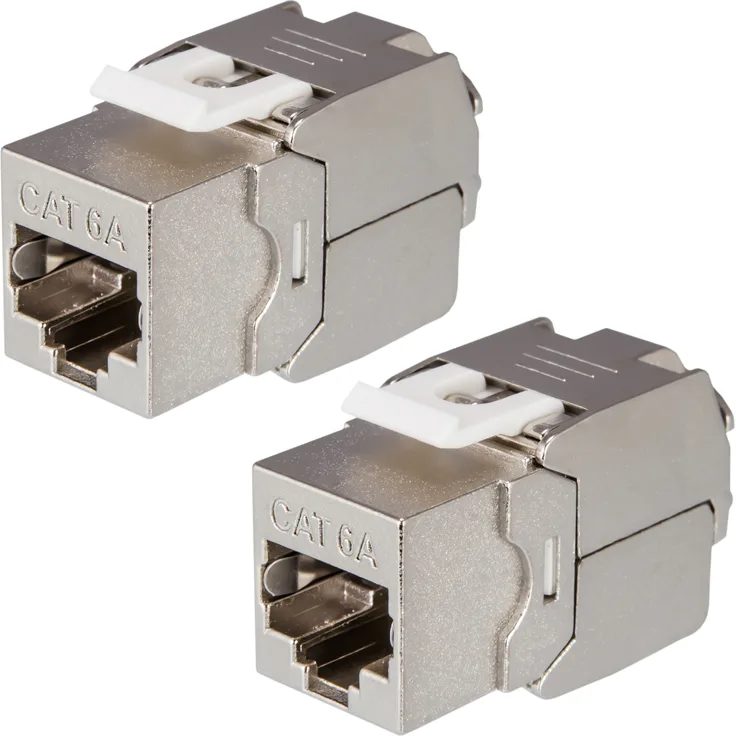 SET 2x RJ45 Keystone, werkzeuglos, zertifiziert, CAT 6a