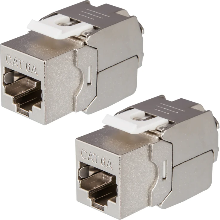 SET 2x RJ45 Keystone, werkzeuglos, zertifiziert, CAT 6a – Bild 1