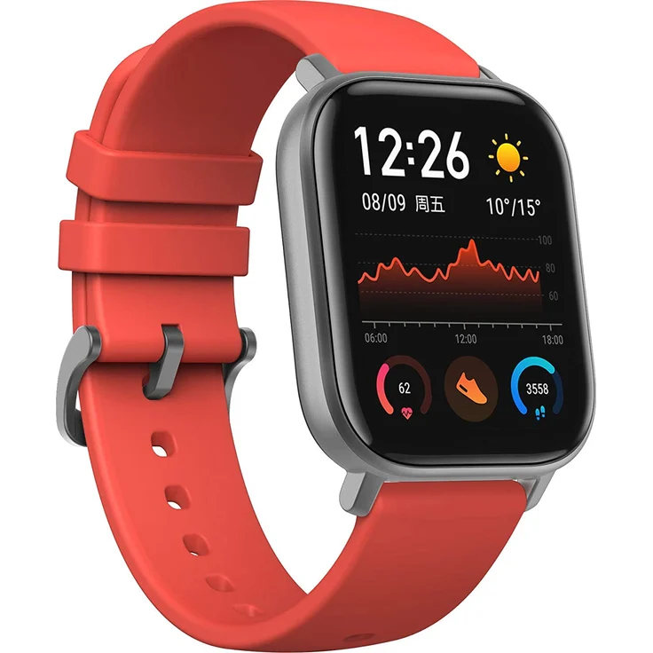Amazfit GTS Smartwatch GPS, Unisex, Einheitsgröße, Aluminiumgehäuse, Silikonarmband, Vermillion Orange – Bild 1
