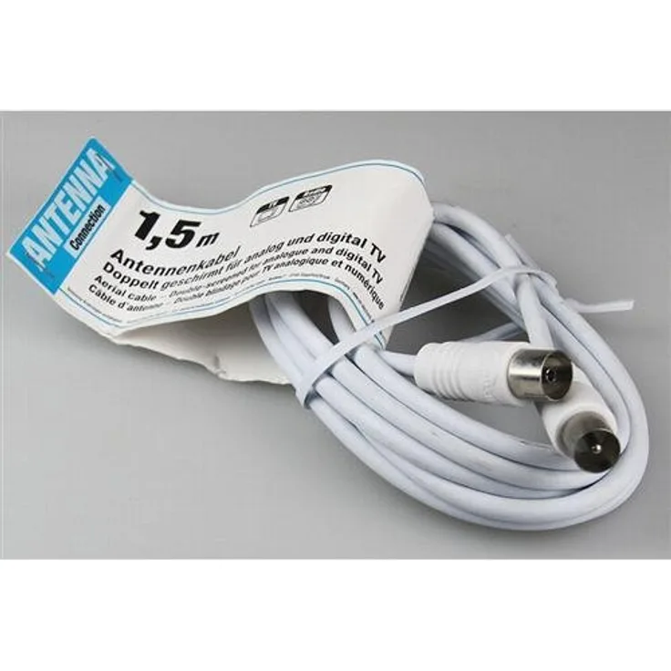 Skymaster AV1.5 Antennenkabel doppelgeschirmt für Analog/Digital TV weiß