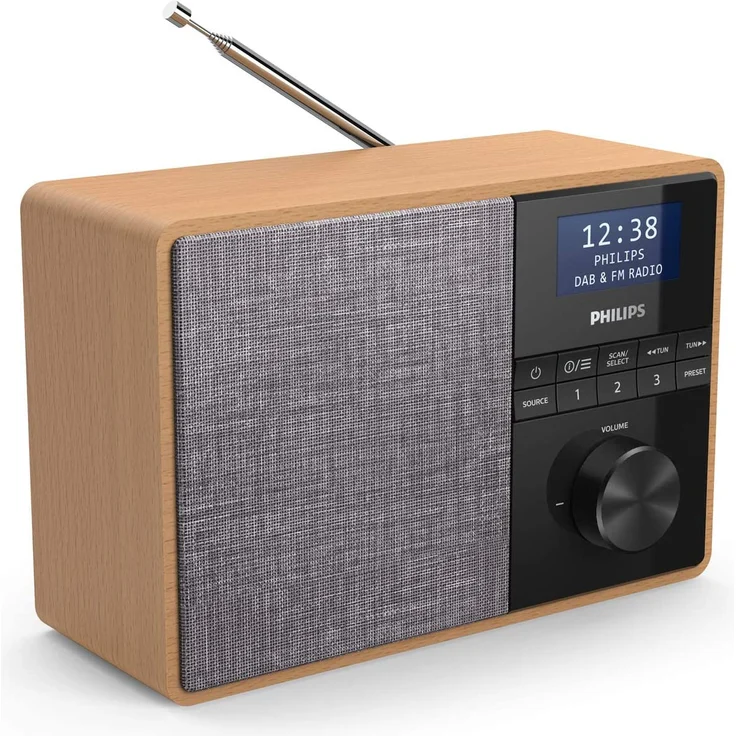Philips TAR5505/10 Tragbares Radio mit Bluetooth, LCD-Display, braun, grau – Bild 3