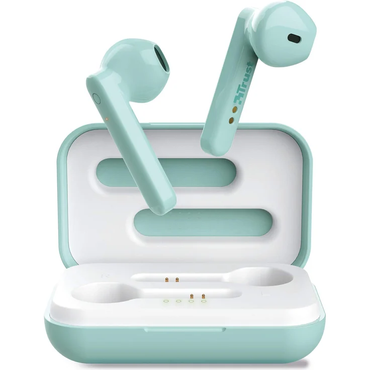 Trust Mobile Primo Touch Bluetooth Kopfhörer in Ear, Kabellose Ohrhörer, True Wireless Earbuds mit Ladecase (TWS, Mit Mikrofon, 10H Spielzeit) Türkis – Bild 1