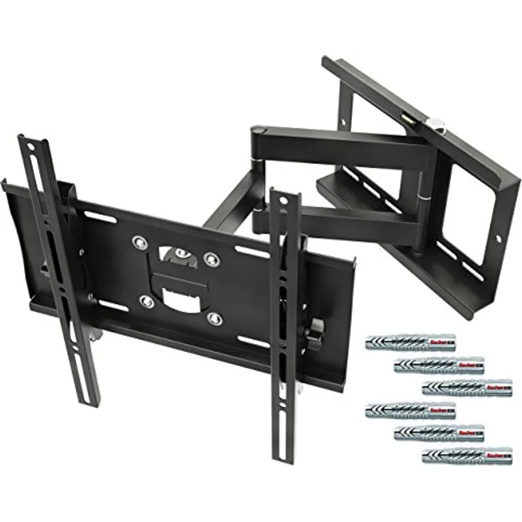 RICOO Wandhalterung TV Schwenkbar Neigbar (R23F Fischer UX10 Dübel Universal LCD Wandhalter Fernseher Halterung Curved OLED QLED Flachbildfernseher 80cm/32 Zoll-165cm/65 Zoll Zoll / VESA 400x400)