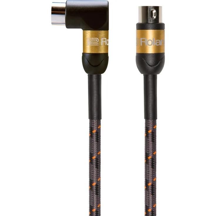 Roland Gold-Serie Premium-MIDI-Kabel mit geraden auf gewinkelten Steckern, Länge: 1,5m - RMIDI-G5A