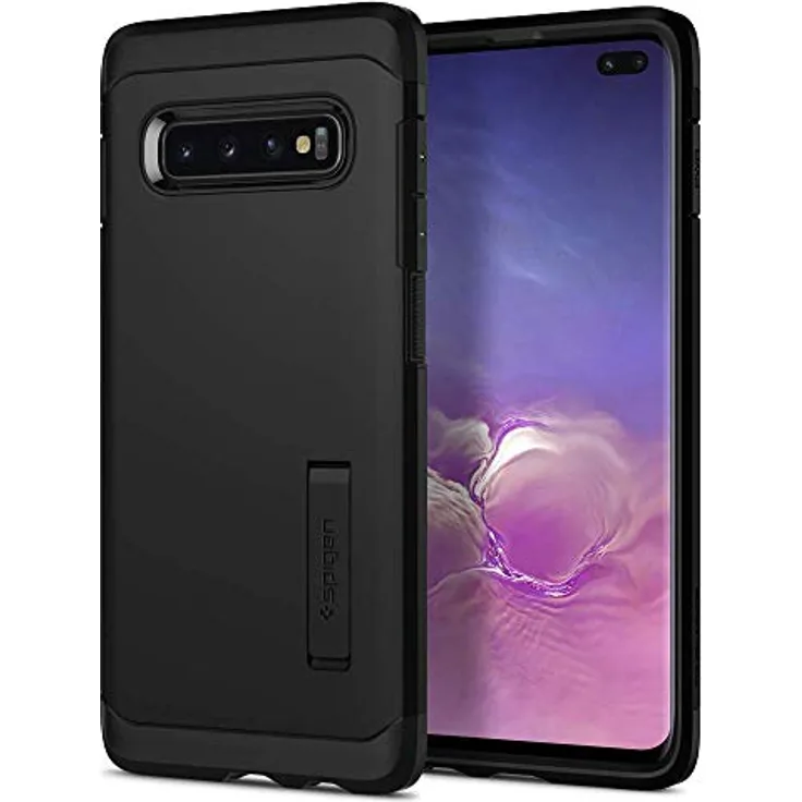 Spigen 606CS25770 Tough Armor Kompatibel mit Samsung Galaxy S10 Plus - S10+ Hülle, Doppelte Schutzschicht Fallschutz Schutzhülle Case Schwarz