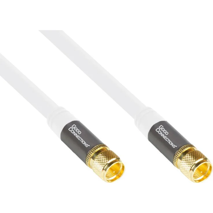 SmartFLEX SAT TV Antennenkabel - 5 m - F-Stecker beidseitig - 4-fach geschirmt - 120dB - 75 Ohm - vergoldete Anschlüsse - WEISS