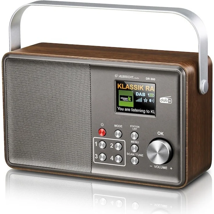 DR 860 Senioren Digitalradio, DAB+, UKW, TFT-Farbdisplay, Retrostil, Holz, braun, silber – Bild 1