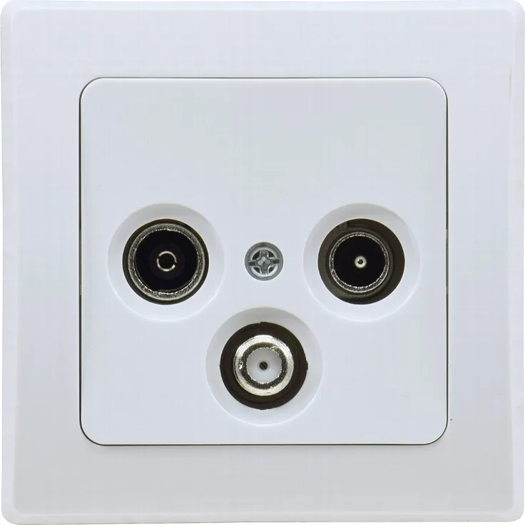 DELPHI Schalter-Serie reinweiß Antennendose TV Radio SAT