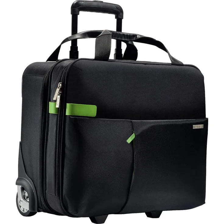 Leitz, Business Softcase Handgepäck-Trolley, Smart Traveller, 17 Fächer, 44 x 37,5 x 23 cm, Polyester-Metall-Leder, Complete, Schwarz, 60590095