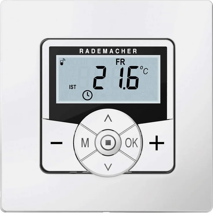 Rademacher DuoFern Raumthermostat (2. Generation) 9485-1, Funk-Thermostat, für Heizkörper und Fußbodenheizung, Smart Home Wandthermostat, weiß