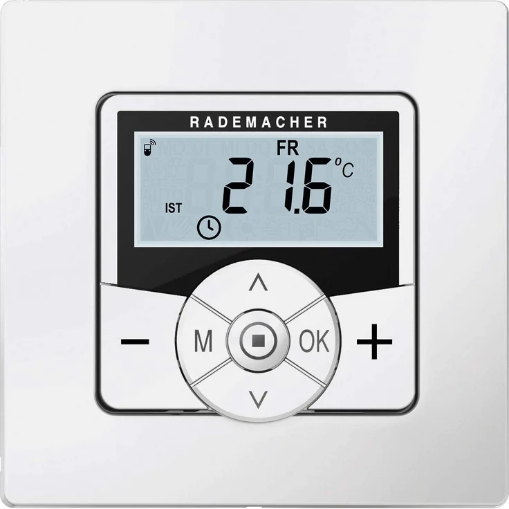 Rademacher DuoFern Raumthermostat (2. Generation) 9485-1, Funk-Thermostat, für Heizkörper und Fußbodenheizung, Smart Home Wandthermostat, weiß – Bild 1