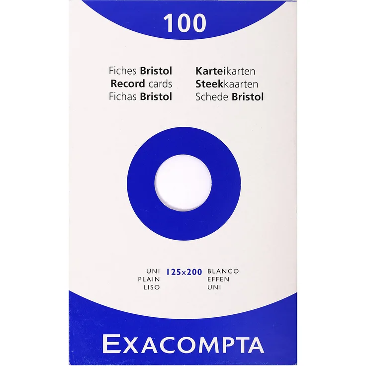 Exacompta 13303E Karteikarten (205q-qm Karton, holzfrei, 125 x 200 mm, blanco, ungelocht) 100er Pack weiß