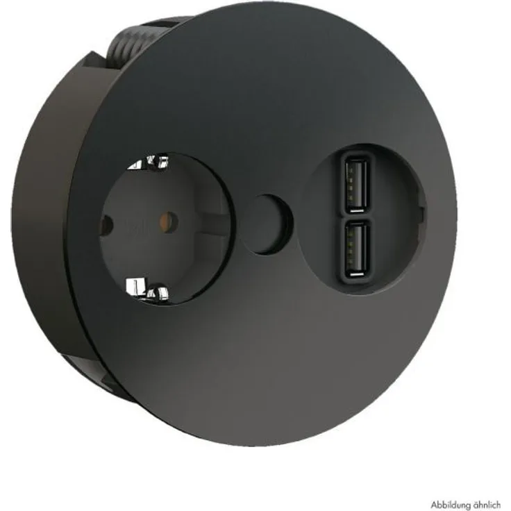 Twist USB, Steckdosenelement, mit belgischer-französicher Steckdose, schwarz matt