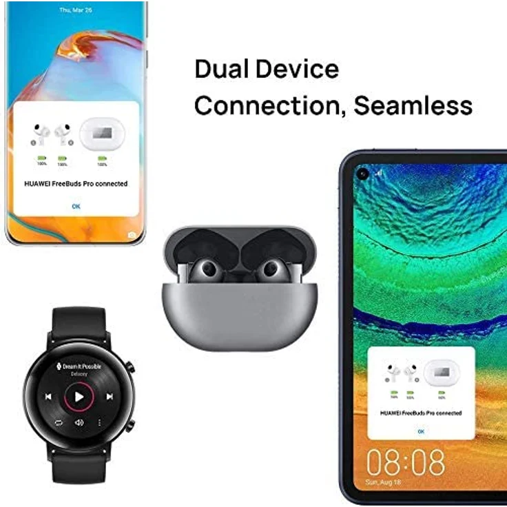 Huawei FreeBuds Pro, Silver Frost In-Ear Kopfhörer, mit Bluetooth, Mikrofon, Noise Cancelling, silber - Preisvergleich – Bild 15