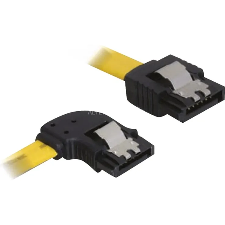 DeLOCK Cable SATA - Serial ATA-Kabel - Serial ATA 150/300 - Serial ATA, 7-polig - Serial ATA, 7-polig - 30cm - links abgewinkelter Anschluss, 90-Grad-Anschluss, verriegelt - Gelb (82492)