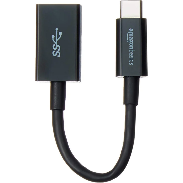AmazonBasics - Adapterkabel, USB-Typ-C-Stecker auf USB-Buchse, USB 3.1, 1. Generation, Schwarz – Bild 1