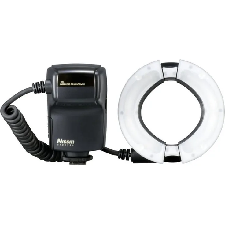 Nissin N059 MF18 Ringblitz für Nikon i-TTL über 4 LED Batt Magazin inkl. Adapterringe 52-58-62-67-72-77
