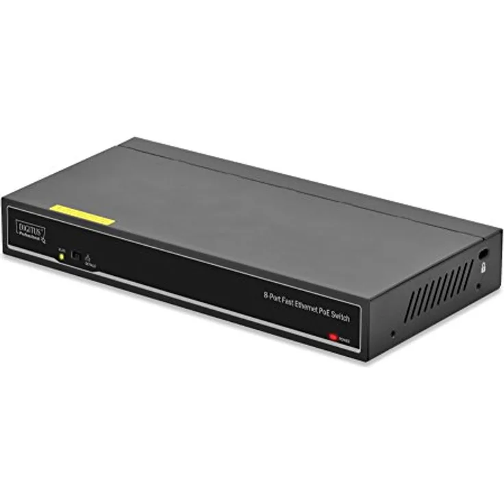 DIGITUS Professional 8-Port Fast Ethernet PoE+ Switch, af-at (max. 30W pro Port), VLAN Funktion, 1-port 10-100Mbps uplink, Realtek Chipsatz