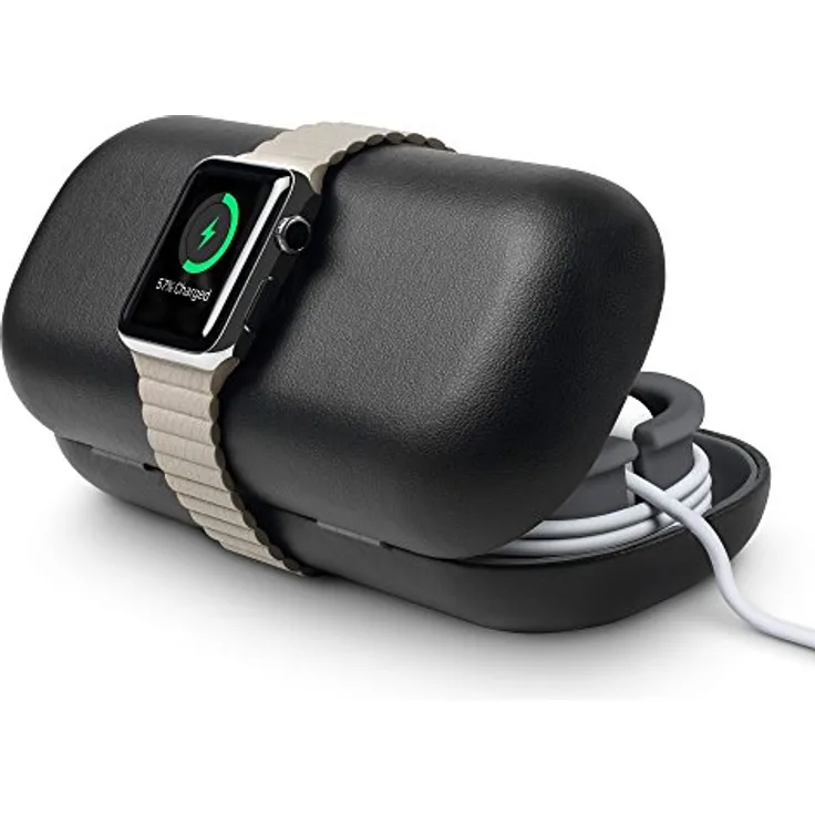 Twelve South TimePorter für Apple Watch, Apple Watch Zubehör Reisetasche + Ladestation für den Nachttisch (schwarz)