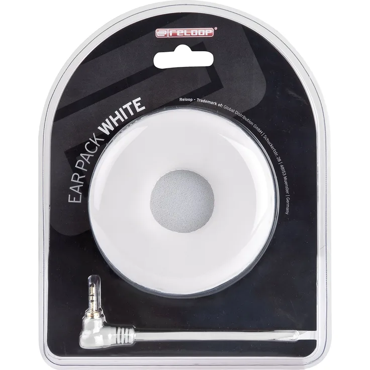 Reloop Ear Pack White - Spiralkabel, Satz Ohrpolster mit kleiner Aussparung für komfortables Tragen, weiß