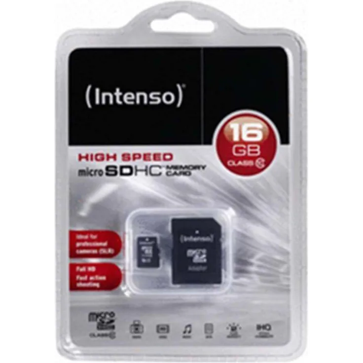 Intenso Micro SDHC 16GB Class 10 Speicherkarte inkl. SD-Adapter schwarz