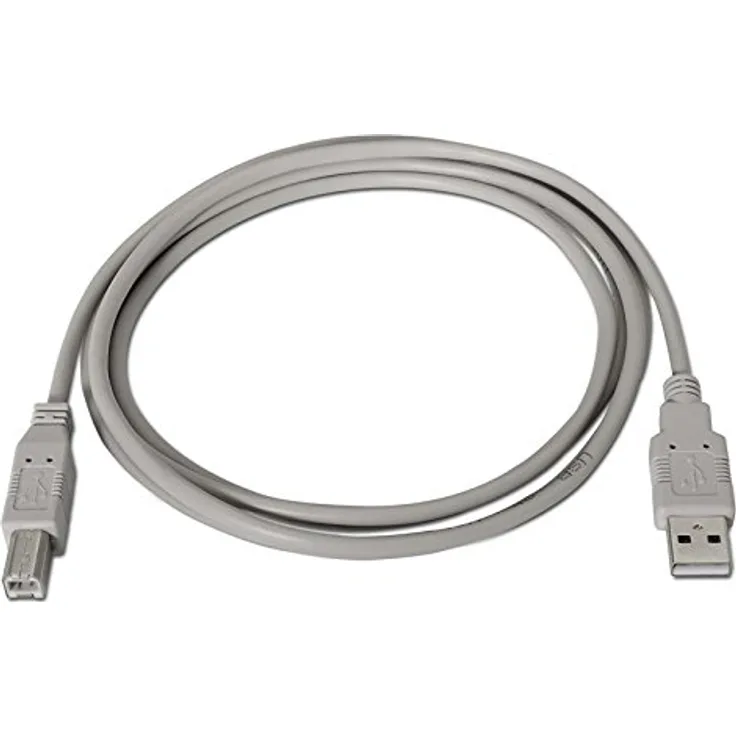 Nanocable 10.01.0103 - USB 2.0 Kabel für Drucker, Typ A-M-B-M, männlich-männlich, grau, 1.8 mts