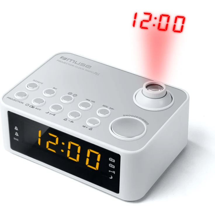 Muse M-178 PW Radiowecker mit Uhrzeitprojektion weiß – Bild 1