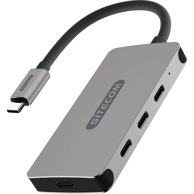 Sitecom CN-386 USB-C Hub 4 Port | USB-C auf 3X USB-C + 1x UBS-C Power Delivery Port Adapter mit 10 Gbit-s Daten, 7,5 W Leistung - für MacBook Pro-Air, Chromebook und weitere USB Typ C Geräte