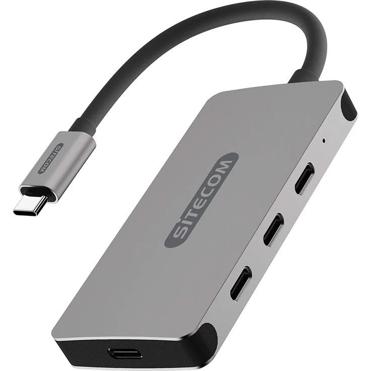 Sitecom CN-386 USB-C Hub 4 Port | USB-C auf 3X USB-C + 1x UBS-C Power Delivery Port Adapter mit 10 Gbit-s Daten, 7,5 W Leistung - für MacBook Pro-Air, Chromebook und weitere USB Typ C Geräte – Bild 1