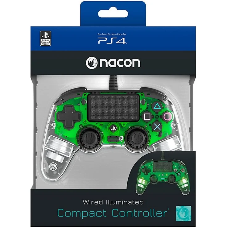 Nacon Wired Illuminated Compact Controller Transparent, Grün (NA360868) (PS4) – Bild 1
