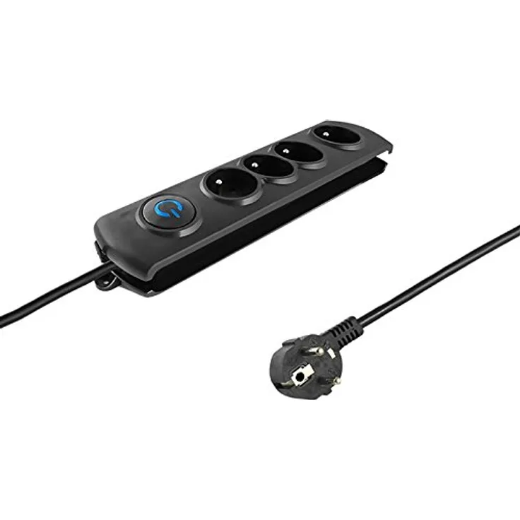 Qoltec 50105 Steckdosenleiste mit Überspannungsschutz, 4 Fach schwarz