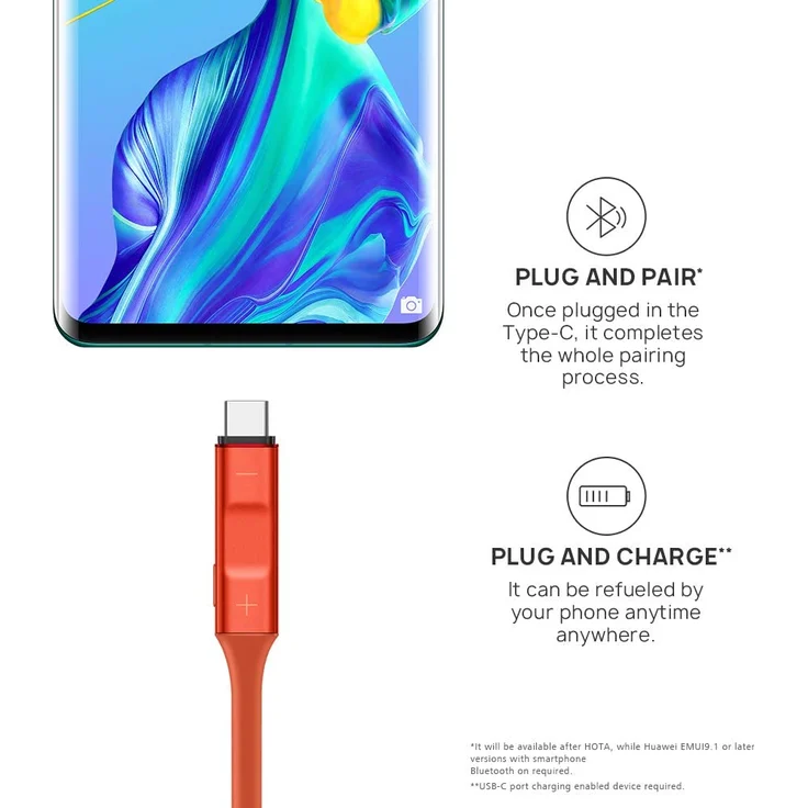 Huawei FreeLace CM70-C mit HiPair In-Ear Kopfhörer, mit Bluetooth, Mikrofon, orange – Bild 3