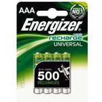 Energizer Wiederaufladbare Batterien AAA, Recharge Universal, 4 Stück