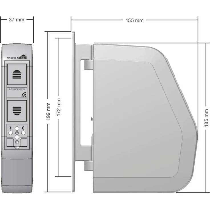 Schellenberg RolloDrive 75 Premium - Elektrischer Gurtwickler mit Funk, geeignet für Smart Home, Funkgurtwickler bis 5 m² Rollladenfläche, 30 kg Zugkraft, Unterputz-Montage, inkl. Netzstecker, weiß (22576) – Bild 8