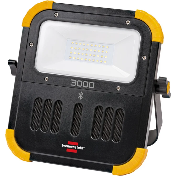 Brennenstuhl Mobiler Akku LED Baustrahler mit Bluetooth Lautsprecher (30 Watt, IP54 für außen und innen, LED Arbeitsstrahler mit integrierter Powerbank) – Bild 1