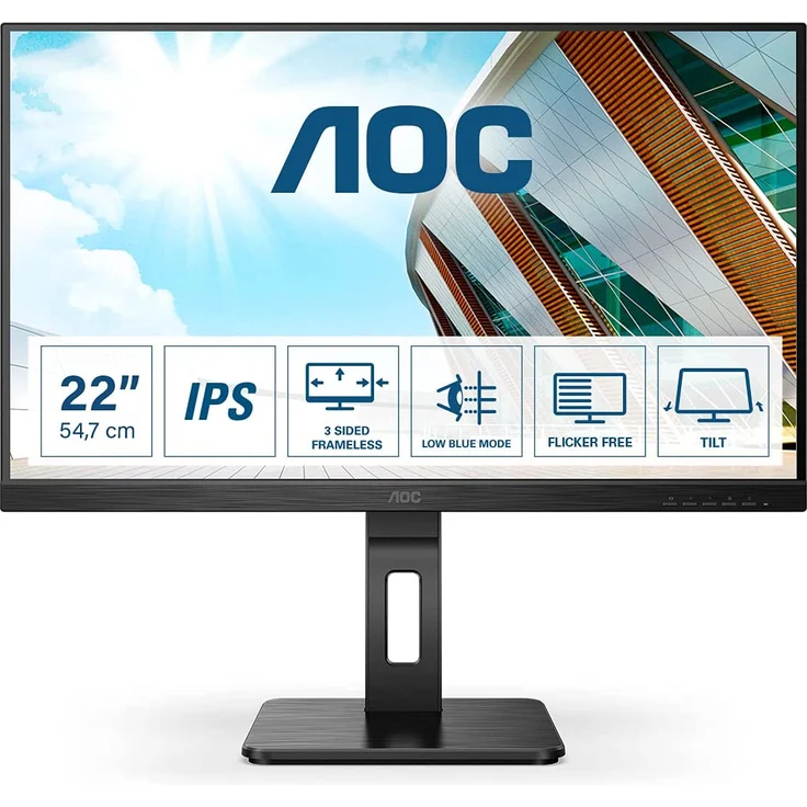 AOC 22P2Q - 21,5 Zoll, Full HD (1920 x 1080 Pixel), IPS-Panel, 75Hz, 4ms, 250cd/m² (22P2Q) – Bild 1