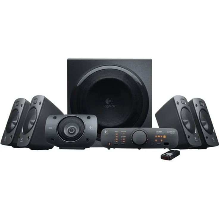 Logitech Z906 5.1 Sound System, Lautsprecher mit 1000 Watt Surround Sound, THX, Mehrere Audio-Eingänge, Fernbedienung, Multi-Device, EU Stecker, PC-PS4-Xbox-Stereo-Anlage-TV-Smartphone-Tablet – Bild 3