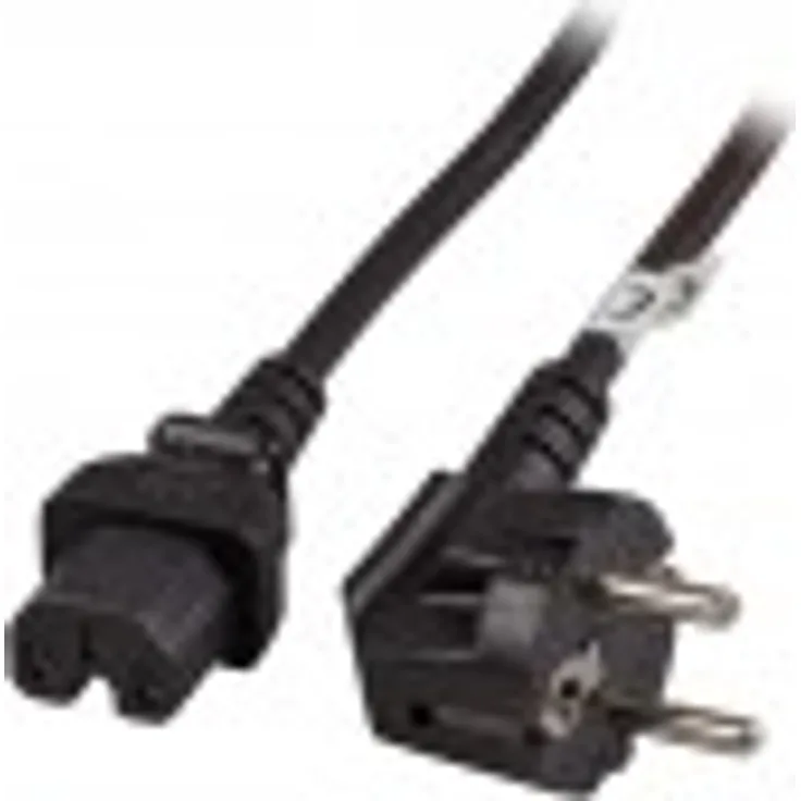 1,8m Netzkabel Schutzkontakt 90° auf Warmgerätestecker IEC C15