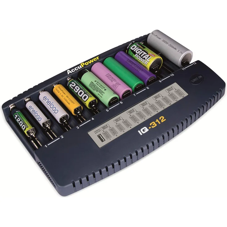 AccuPower IQ312 12-Kanal-Ladegerät Li-Ion/NI-Cd/NI-MH – Bild 1